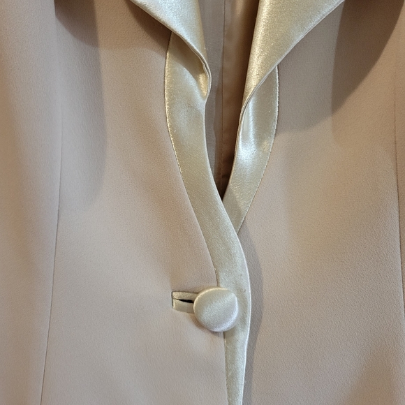 Vintage 80s beige glitter scalloped collar blazer jacket small - Picture 4 of 11